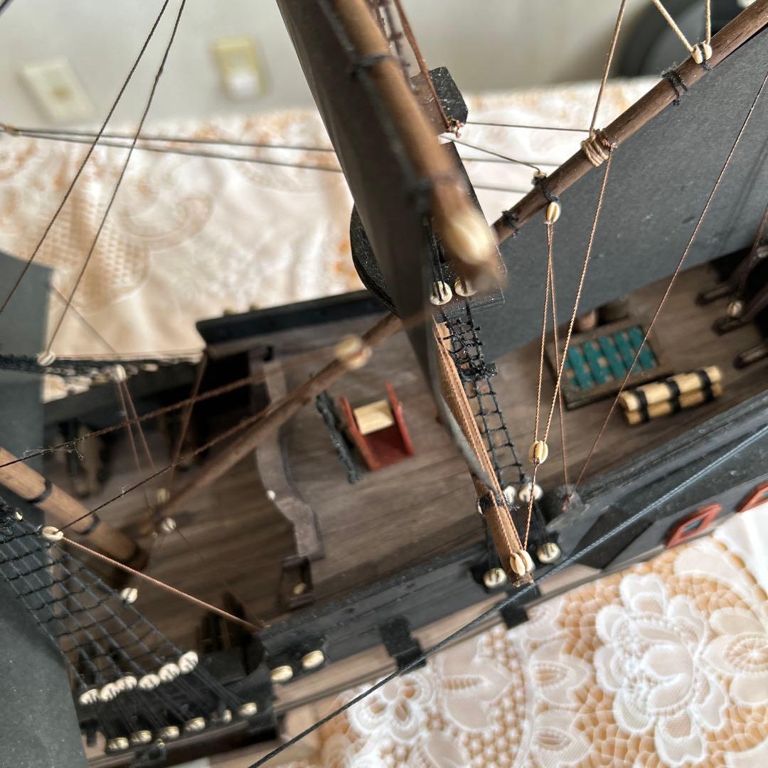 木製帆船模型 船台付き (帆船part2-U) (全てハンドメイド)