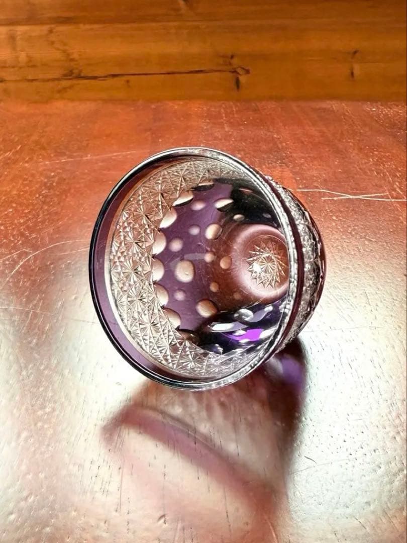 切子　ぐい呑　紫