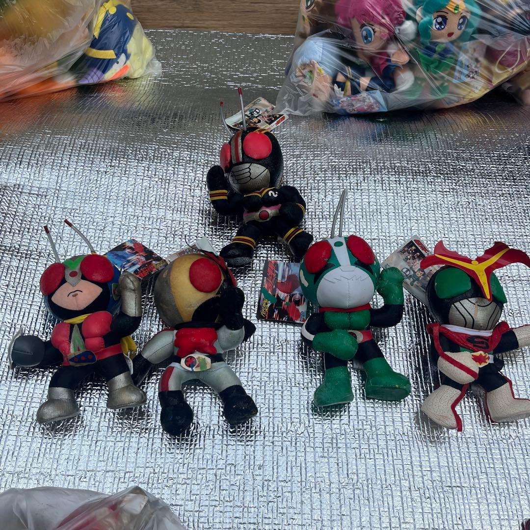 ジャンク品　レトロ　当時物　仮面ライダー ぬいぐるみ 5体セット