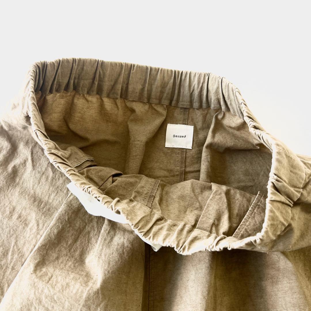 ガーゼ リネン ガウチョ フレア パンツ 無地