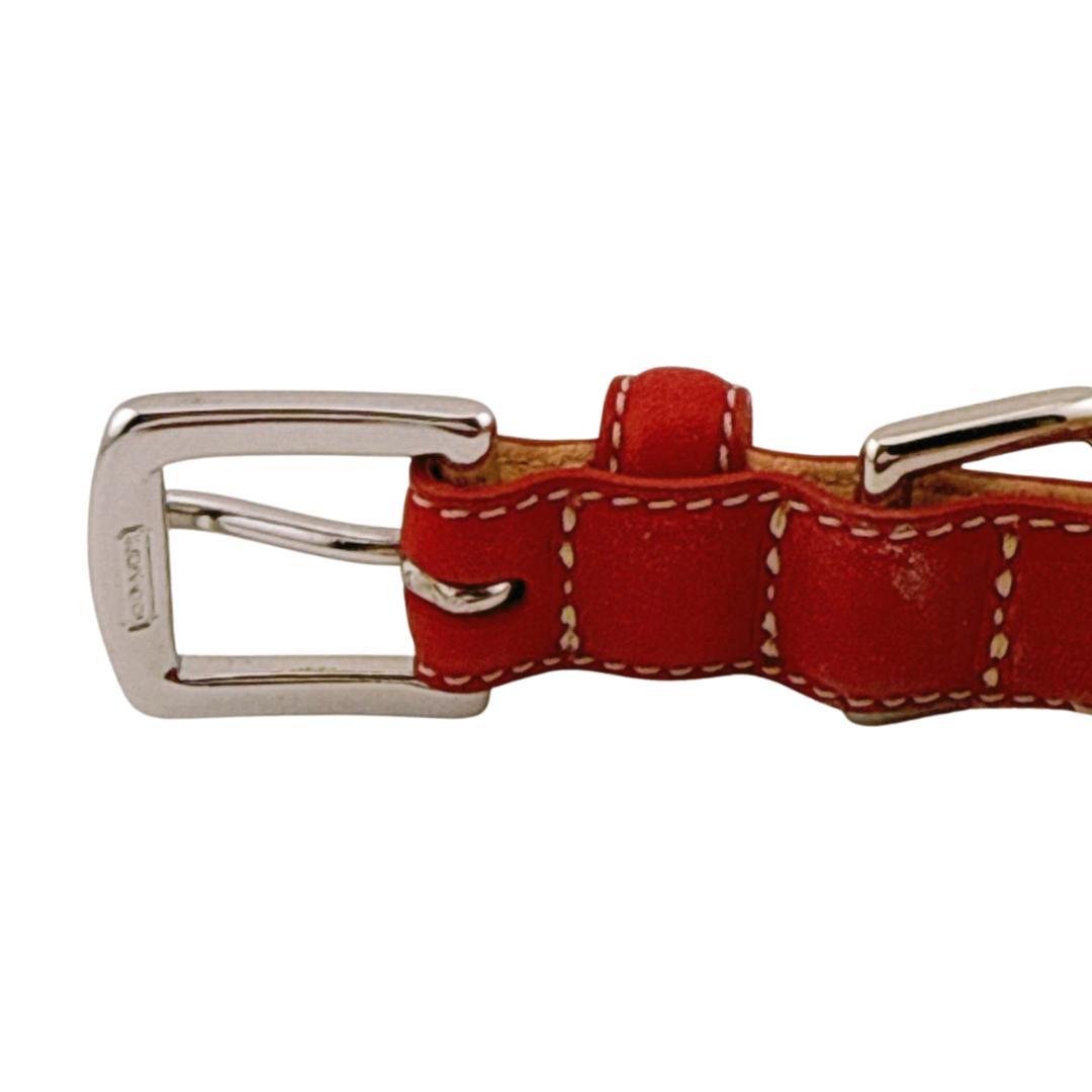 コーチ ドッグカラー レザー ハート型チャーム 犬用首輪 Mサイズ レッド系