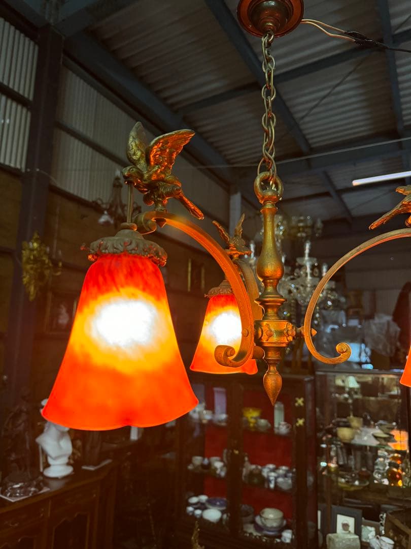 フランス製 アールヌーボー 3灯吊り下げ照明｜アンティーク｜1900年初頭