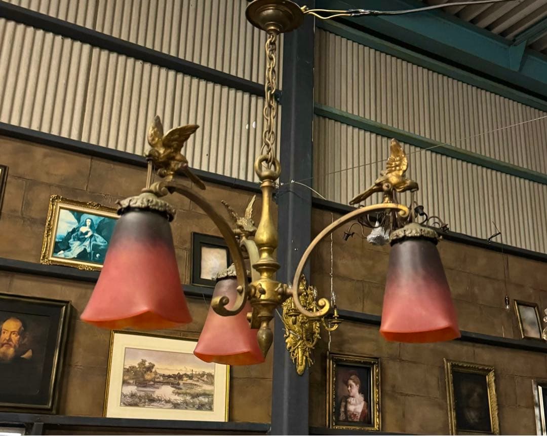 フランス製 アールヌーボー 3灯吊り下げ照明｜アンティーク｜1900年初頭