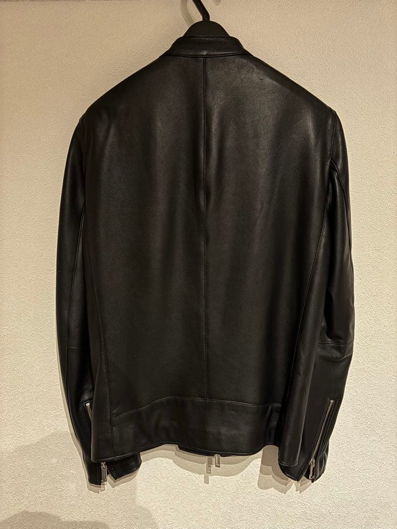 【サイズ３・STUDIOUSブラック レザー シングルライダースジャケット】