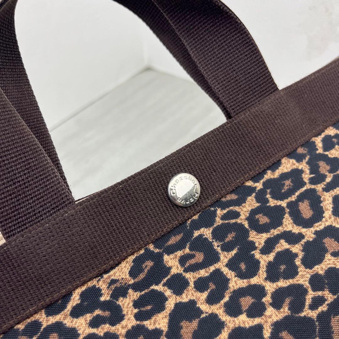 エルベシャプリエ トートバッグ 707F パンサー 舟型 M レオパード 豹柄