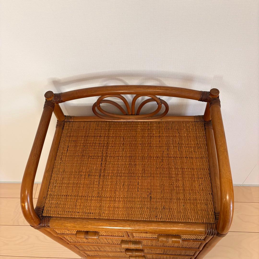 ラタン 籐 5段チェスト ヴィンテージ　① 送料込み