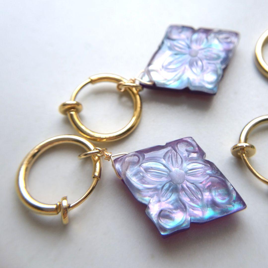 【みっちゃん様】フラワーカービング ピアス