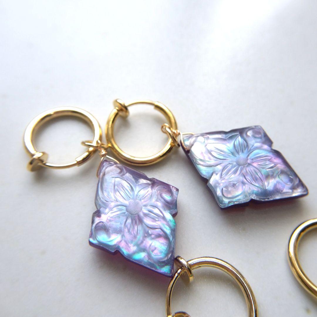 【みっちゃん様】フラワーカービング ピアス