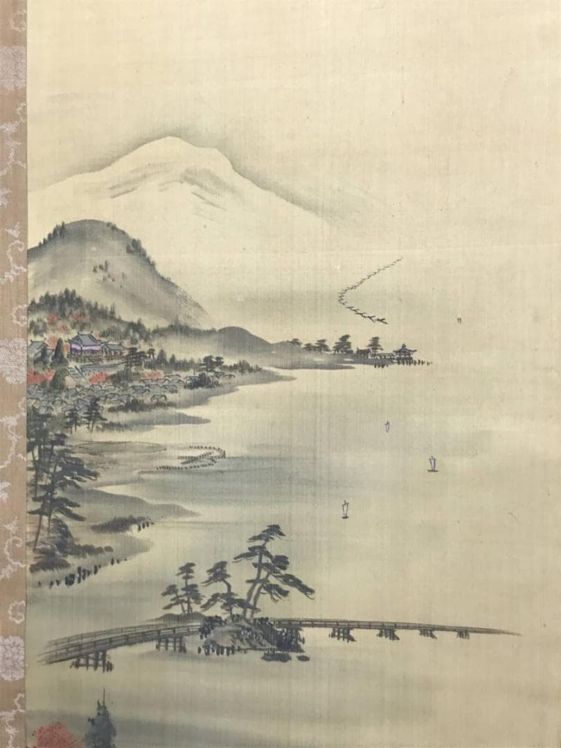 【真作】岡本清暉/春秋山水図/山水図/双幅/掛軸/名家伝来/AC-243