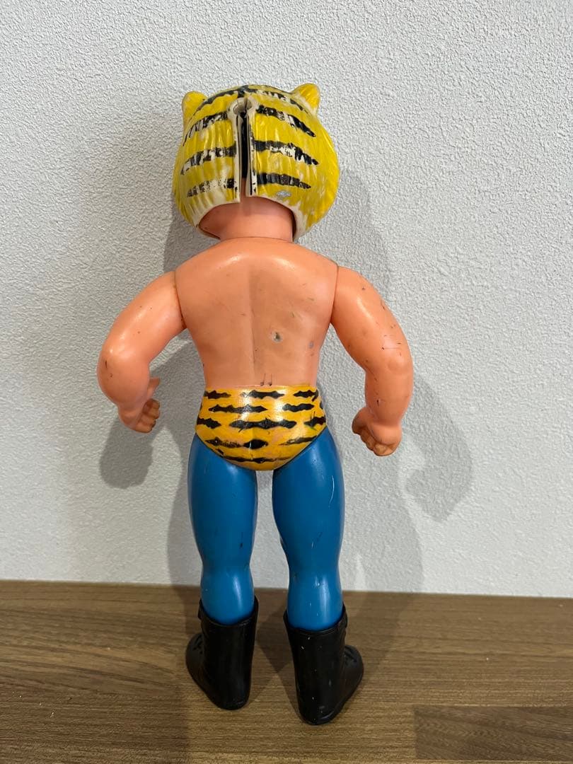 【当時物】タイガーマスク 中嶋製作所 ソフビ 25cm 亀マーク 面取れ レトロ