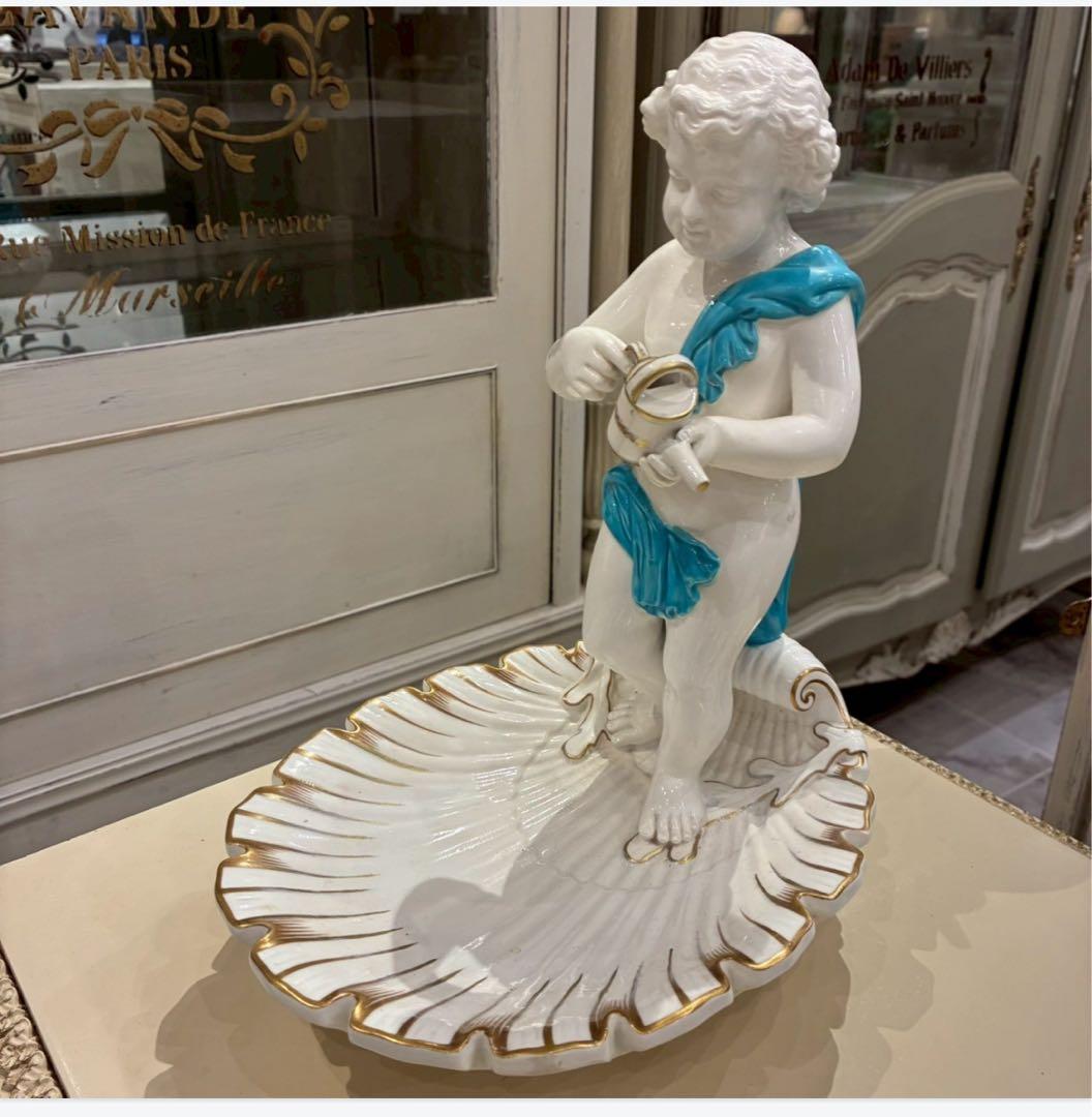 ミントン アンティーク エンジェル フィギュリン 貝殻型皿付き