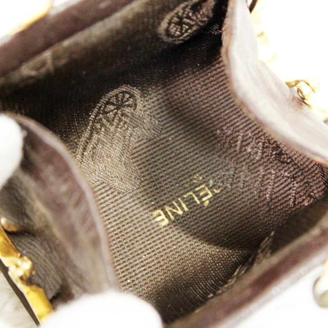 激レア 極美品 セリーヌ ケース がま口 Cサルキー 馬車柄 ブラウン