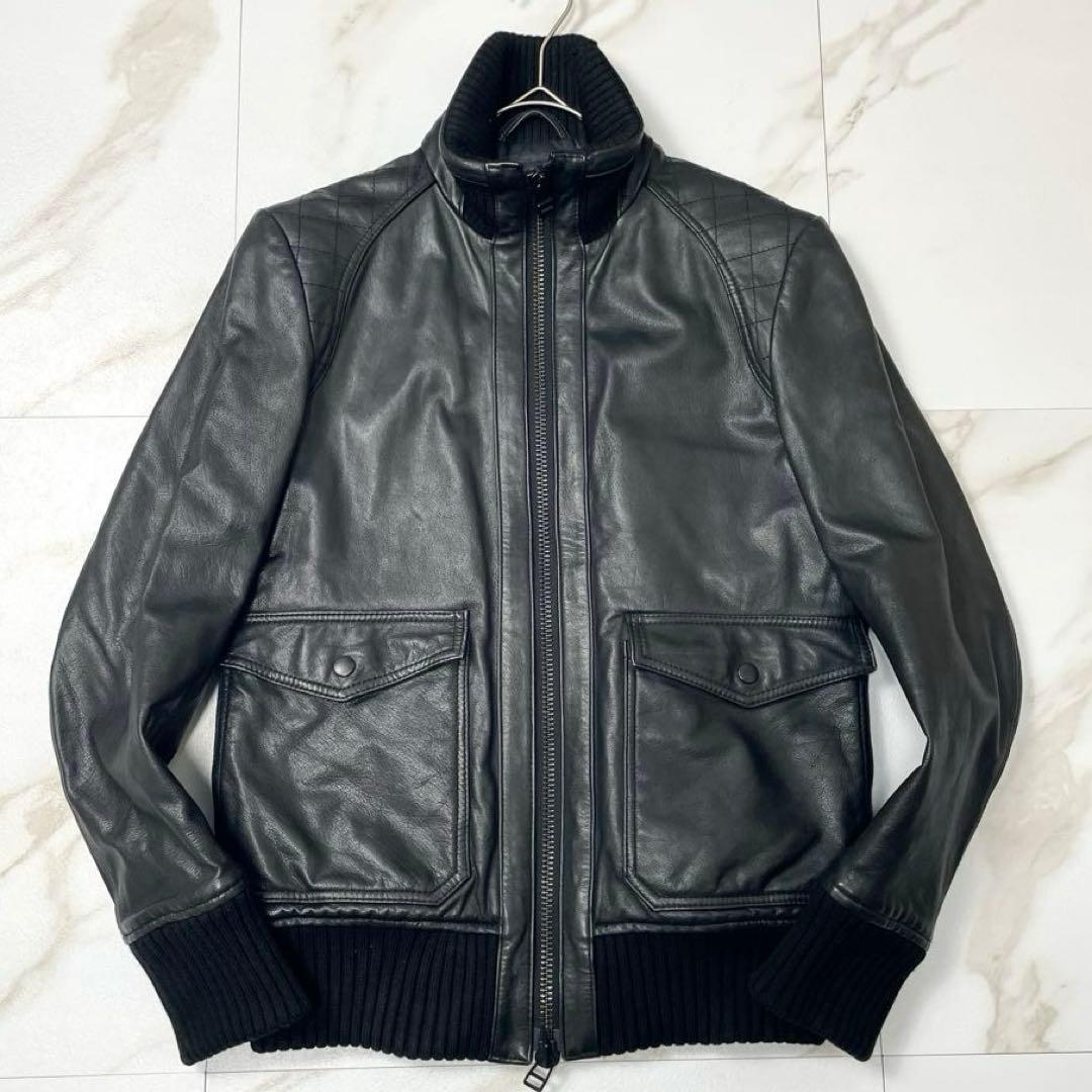 【美品】ユナイテッドアローズ レザージャケット A-2 キルティング 黒 M