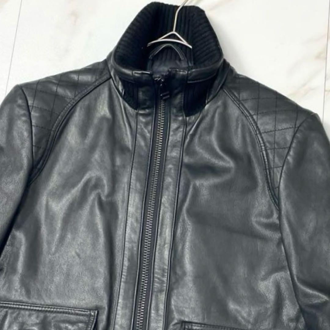 【美品】ユナイテッドアローズ レザージャケット A-2 キルティング 黒 M