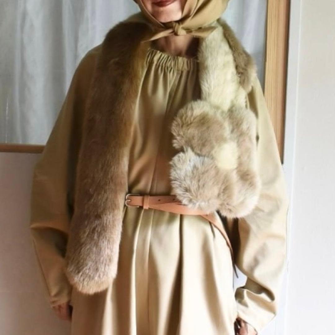 WANDMEE エコファー フラワーマフラー FLOWER FUR STOLE