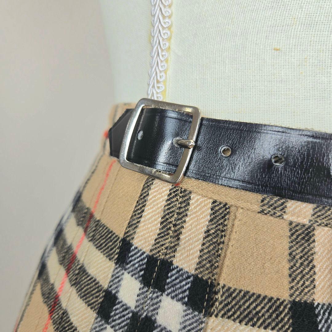 BURBERRY バーバリー プリーツ フレアスカート ノバチェック ベルト