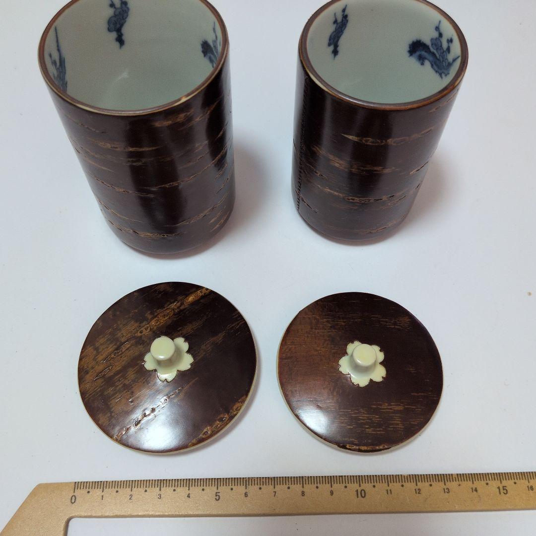 木製円筒形容器 2個セット　アンティーク　秋田