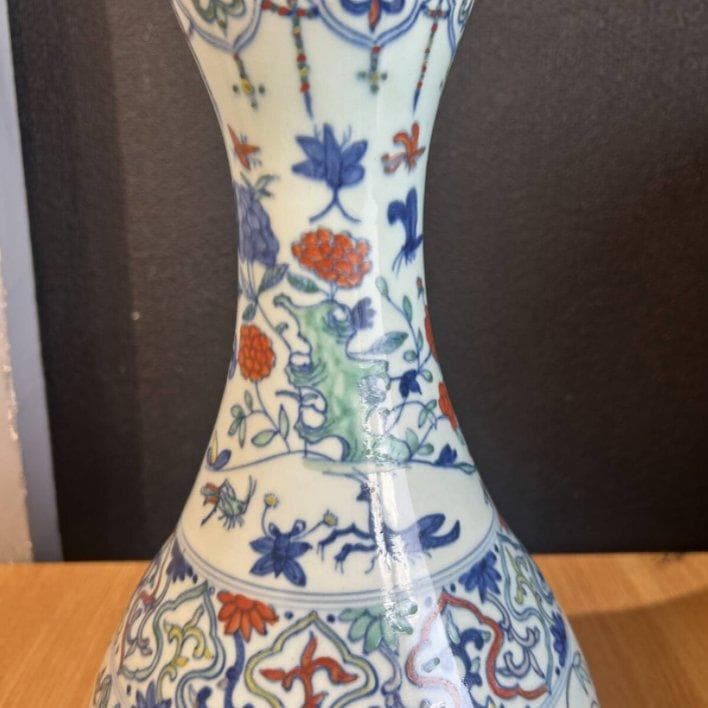 S8007　中国古玩　唐物　大明萬暦年製　花瓶　中国陶器　花器