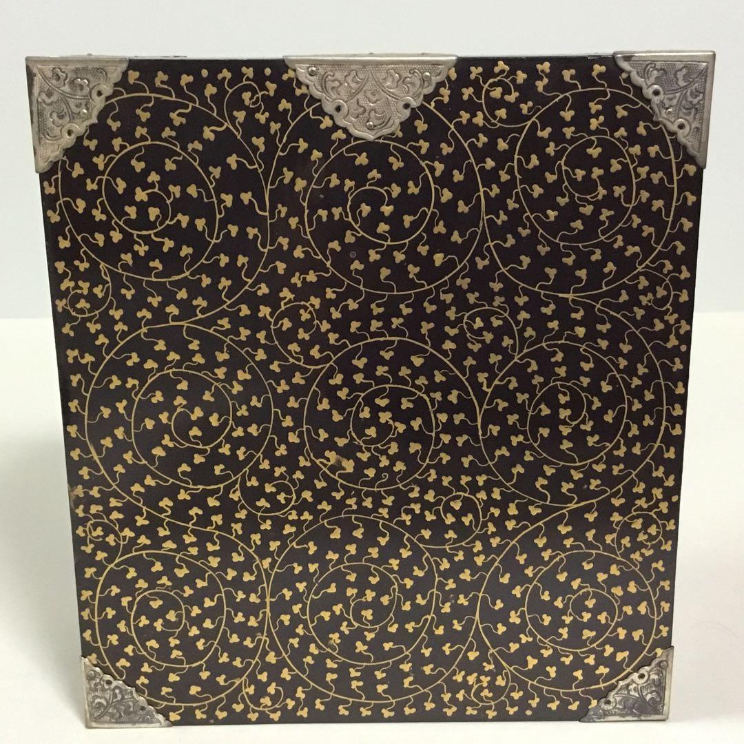 古い雛道具◆御三ツ揃◆木製 蒔絵 唐草 漆器 雛人形 骨董 ドールハウス