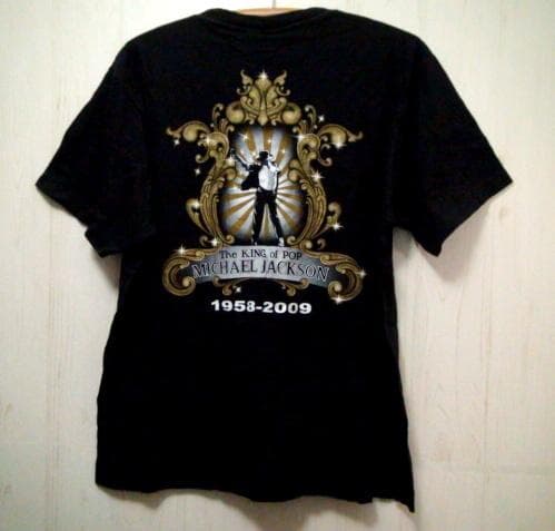 19177　マイケルジャクソン　Ｔシャツ　1958-2009　黒　サイズＬ