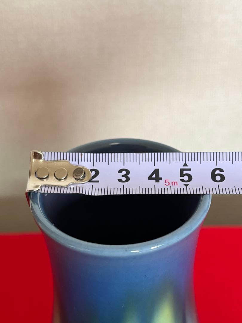 【美品】柳雨軒 三代 人間国宝 徳田八十吉 碧明釉 花入 T246