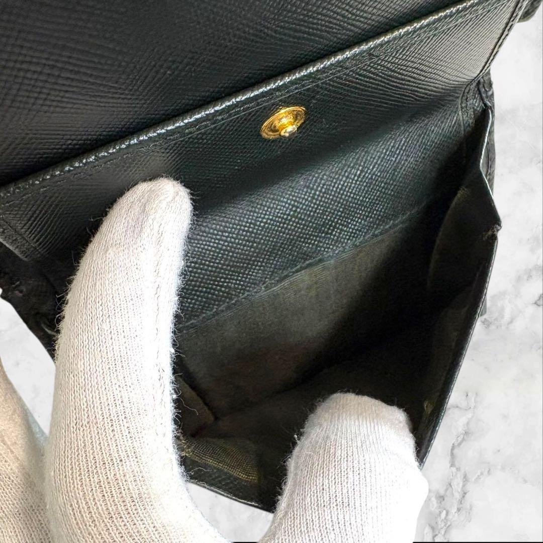 極美品✨ PRADA プラダ 三つ折り財布 サフィアーノ 三角ロゴ