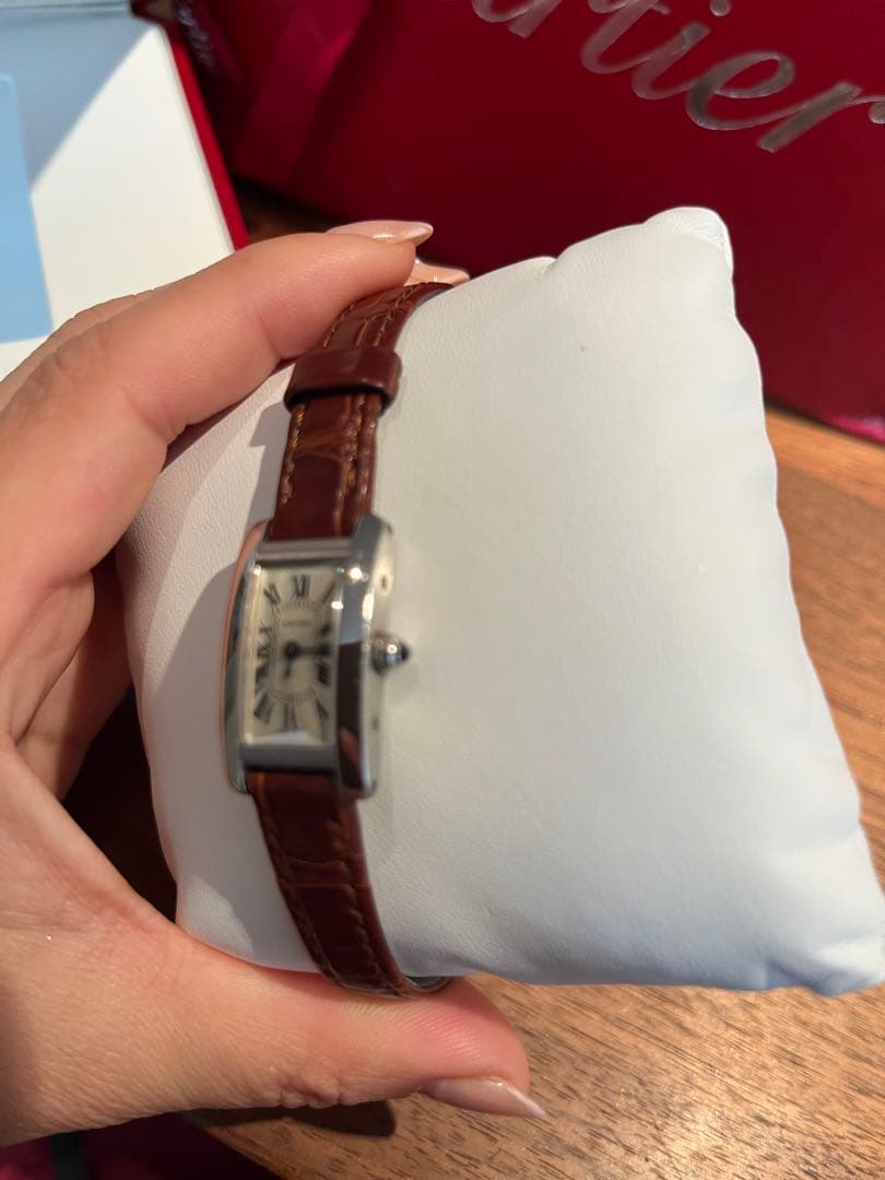 国内百貨店　直営店購入　カルティエ　タンクアメリカン　フランス製ベルト　電池交換