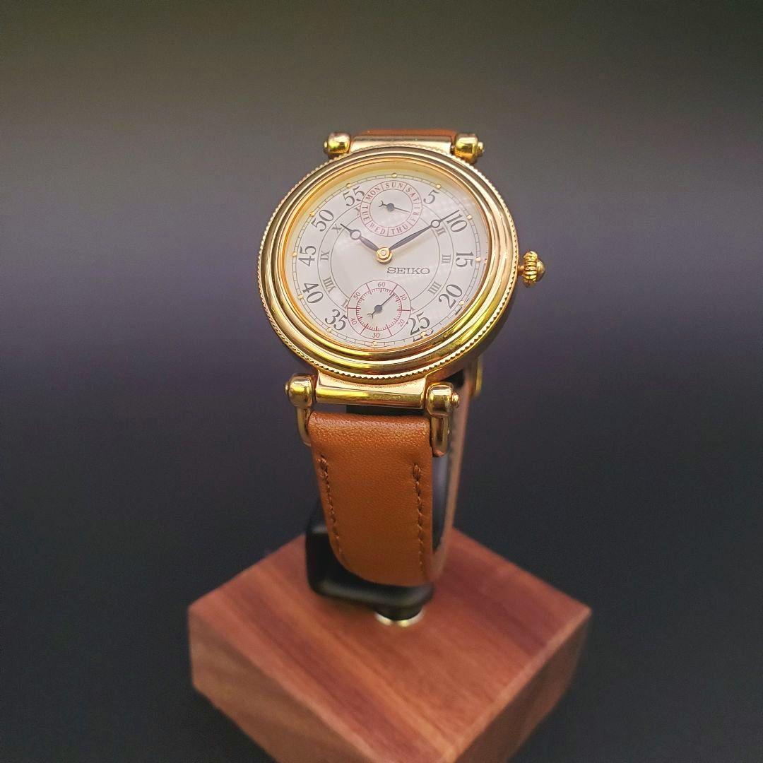 美品 希少 新品電池 稼働品 セイコー ヴィンテージ ゴールド スモセコ 曜日