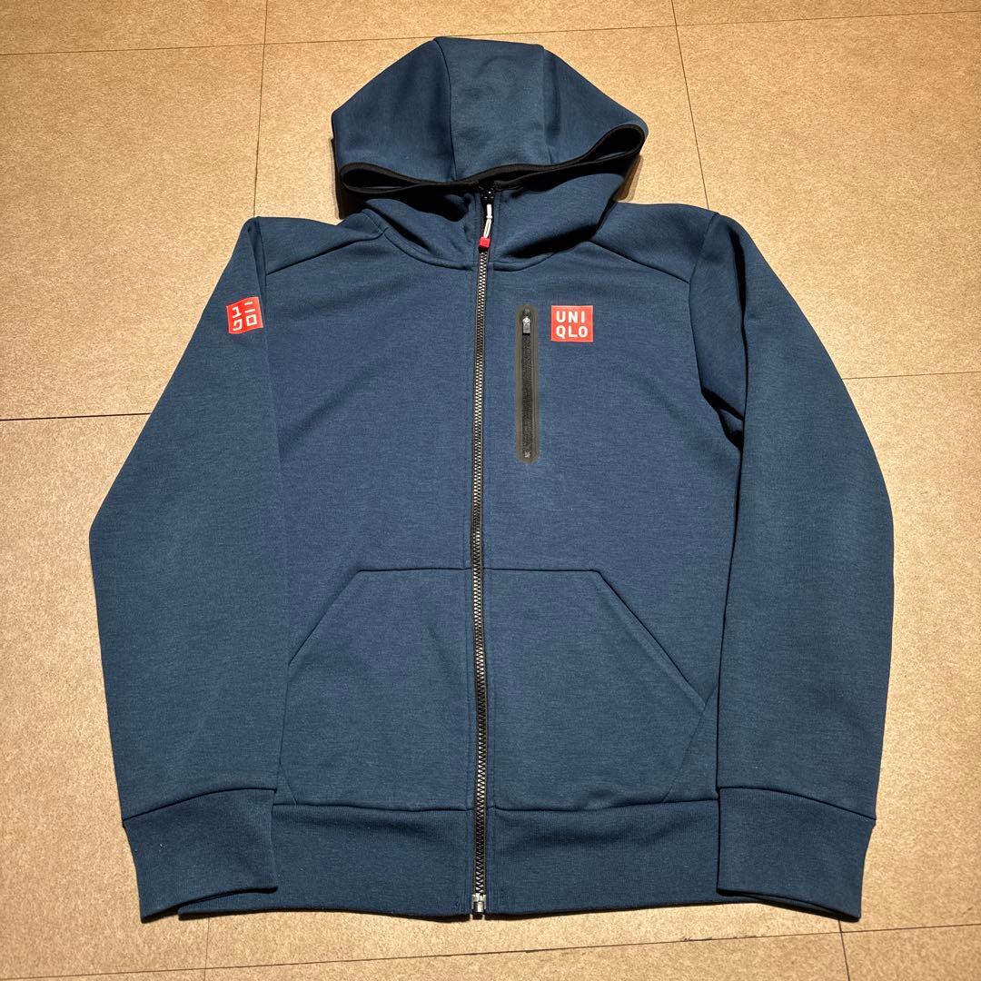 Uniqlo パーカー　ジップアップ　錦織圭モデル　紺　ネイビー　テニス　L