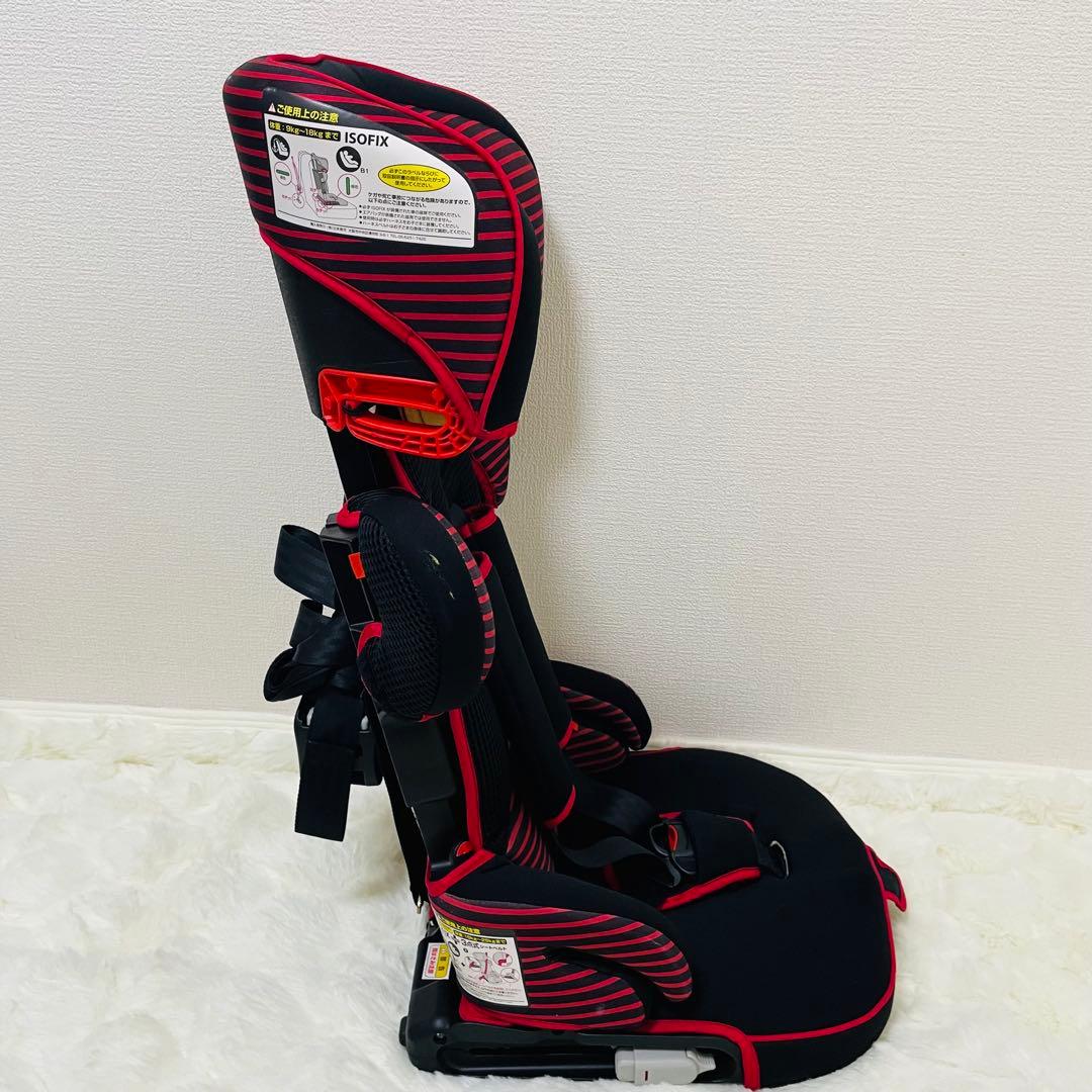 日本育児 トラベルベスト EC FIX ジュニアシート チャイルドシート 赤黒