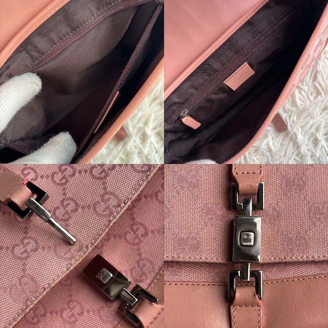 【激レア 良品】グッチ　ワンショルダーバッグ　ジャッキー　GG柄　ピンクベージュ