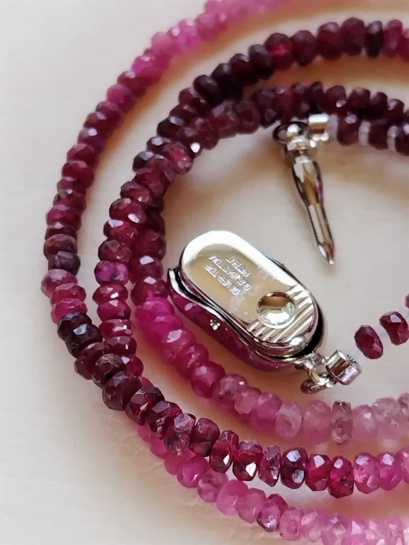 【鑑別書】ルビー(処理石) トップ付き、ルビーのネックレス