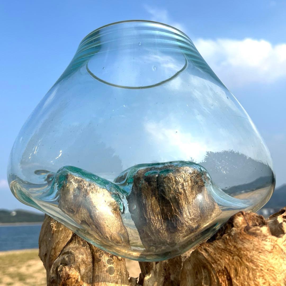 流木ガラスオブジェ特大G 花瓶 金魚鉢 テラリウム フラワーポット 水槽 アート