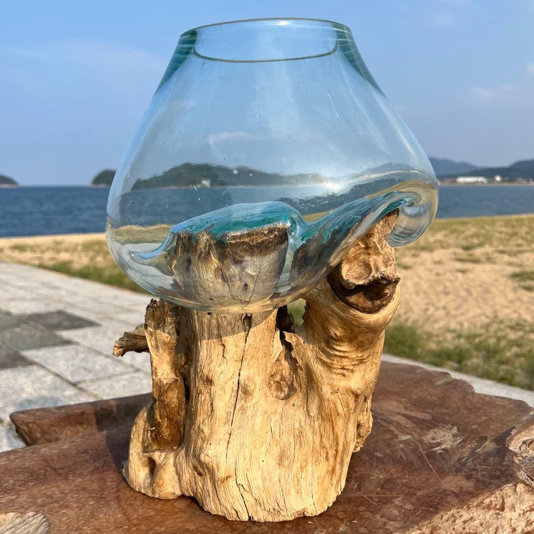 流木ガラスオブジェ特大G 花瓶 金魚鉢 テラリウム フラワーポット 水槽 アート