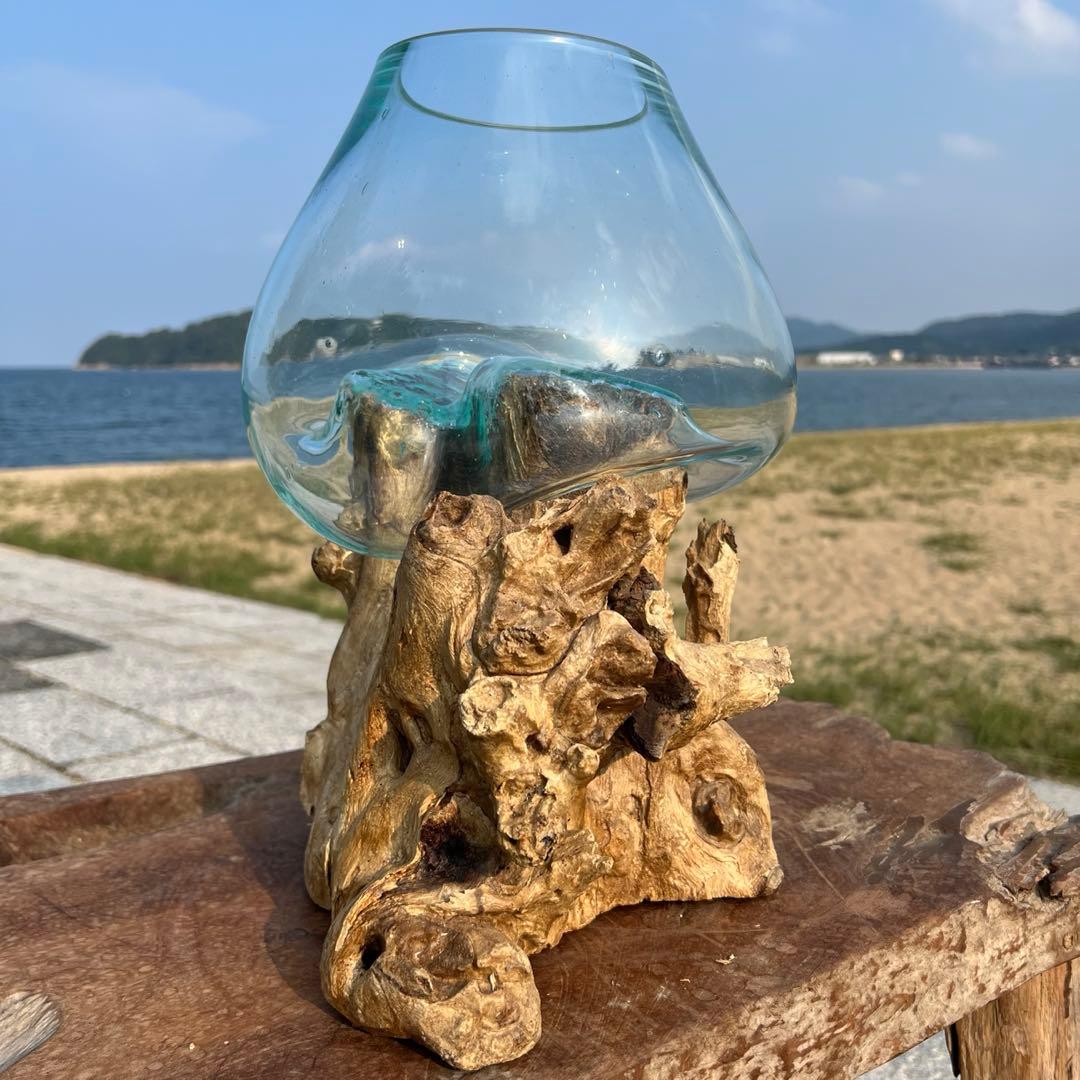 流木ガラスオブジェ特大G 花瓶 金魚鉢 テラリウム フラワーポット 水槽 アート