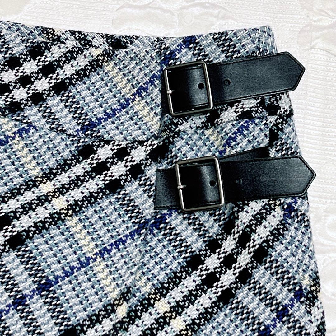 極美品❤︎バーバリーロンドン ツィード ラップスカート ベルト ノバチェック 36