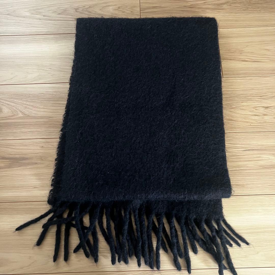美品　MARNI マルニ ラベルロゴ アルパカ マフラー ネイビー　ブルー