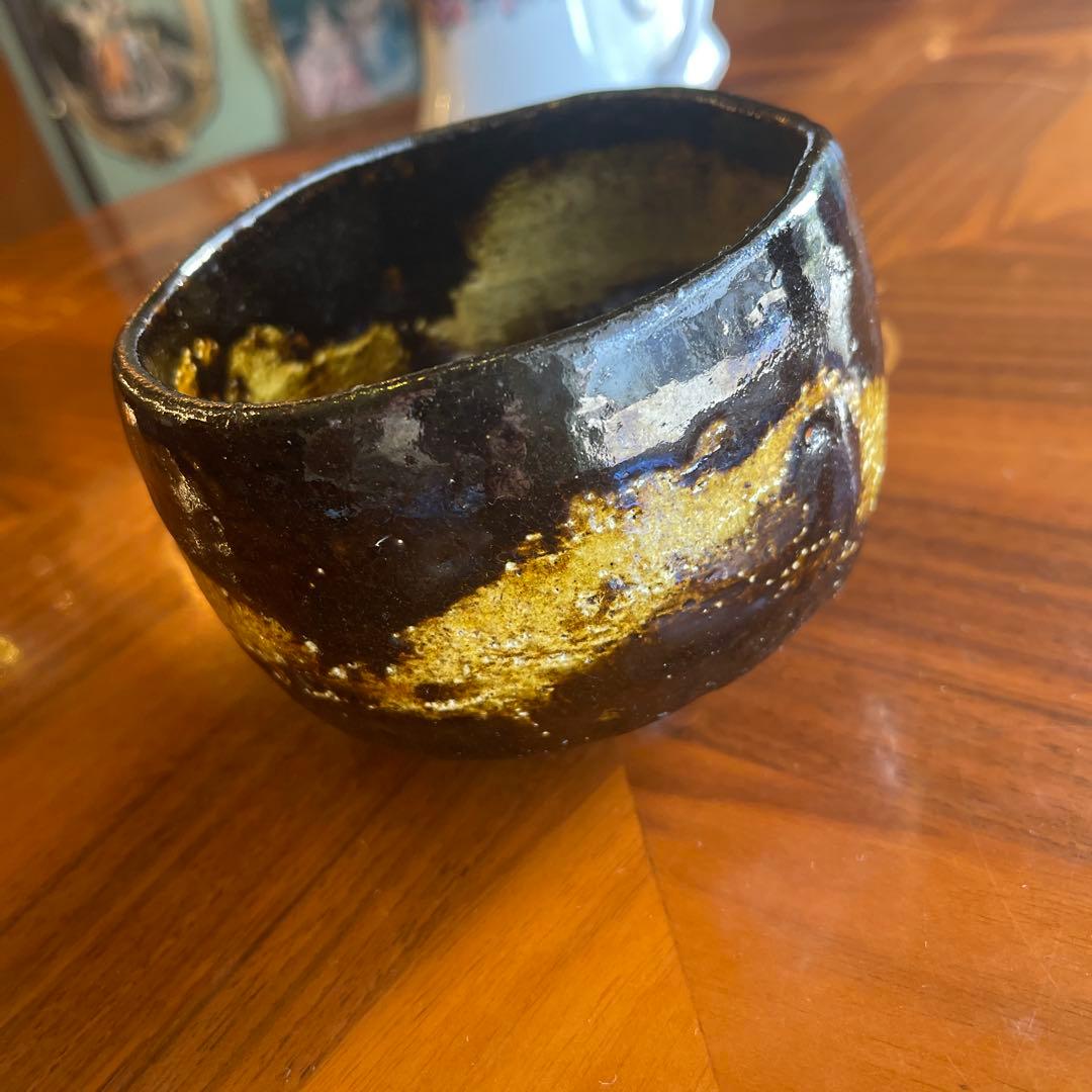 黒金の茶碗　茶道具 楽茶碗（らくちゃわん） 茶碗 黒楽 上 松楽