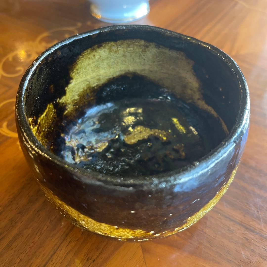 黒金の茶碗　茶道具 楽茶碗（らくちゃわん） 茶碗 黒楽 上 松楽