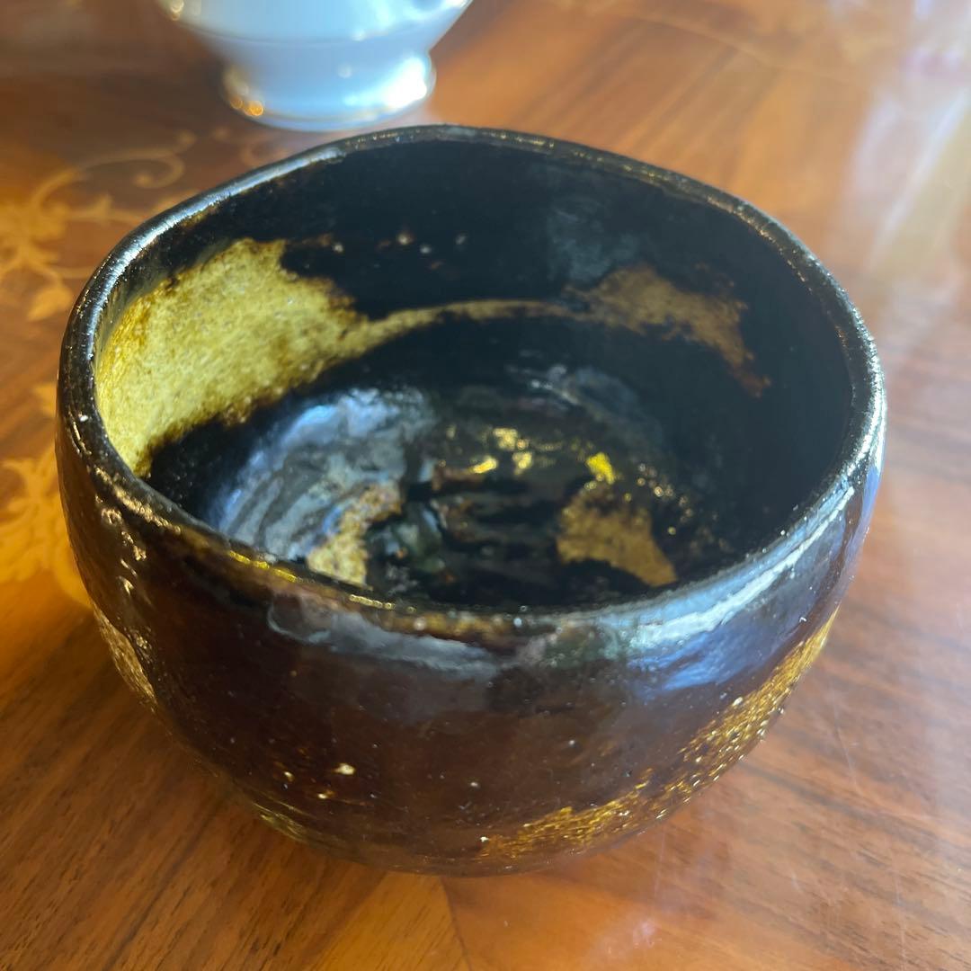 黒金の茶碗　茶道具 楽茶碗（らくちゃわん） 茶碗 黒楽 上 松楽