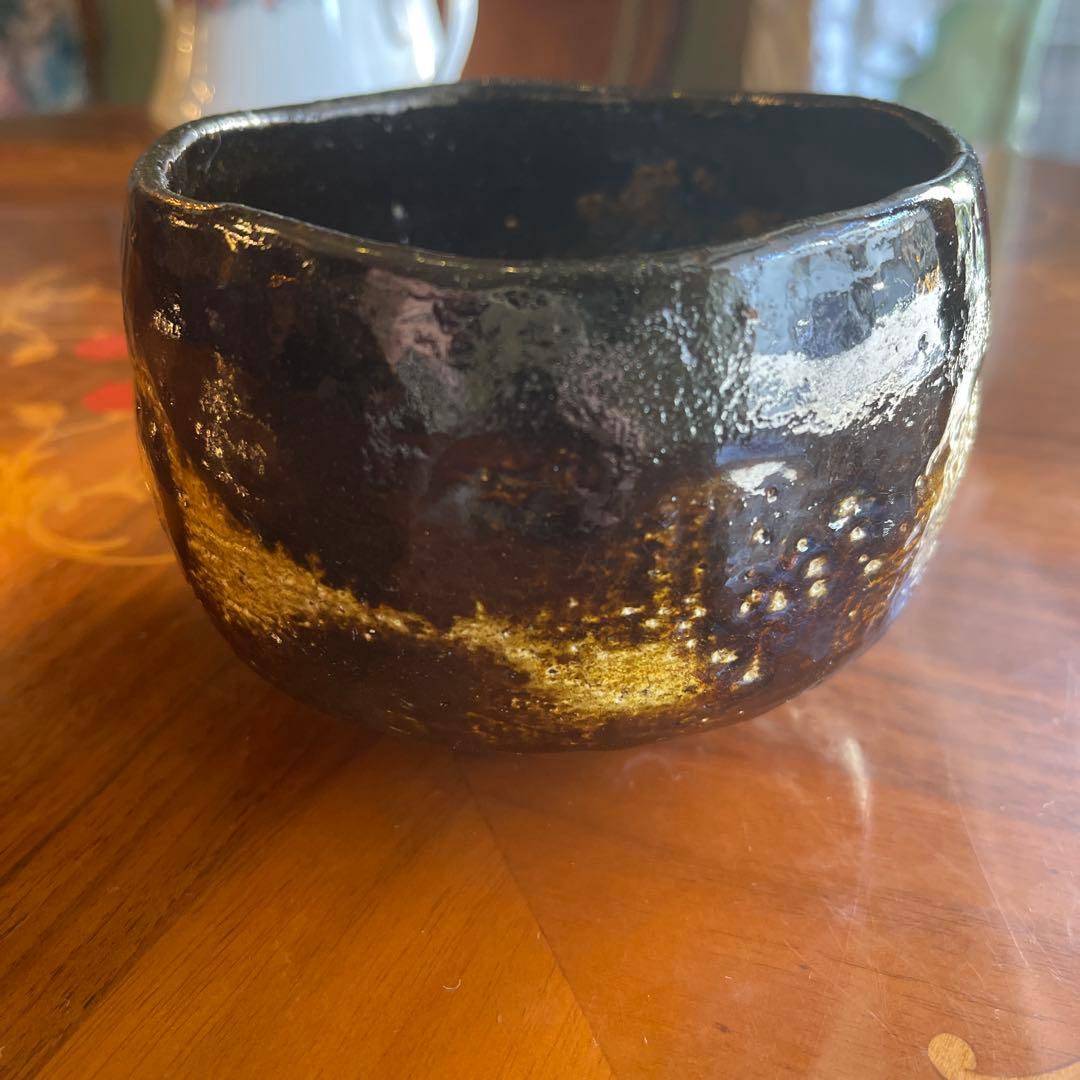 黒金の茶碗　茶道具 楽茶碗（らくちゃわん） 茶碗 黒楽 上 松楽