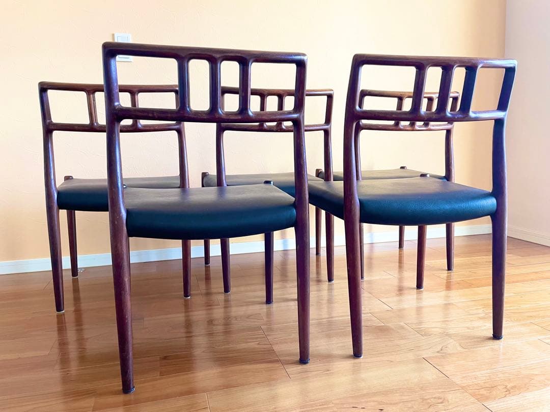 ダイニングチェア4脚デンマークニールス・モラー チーク材 椅子　大塚家具リペア③