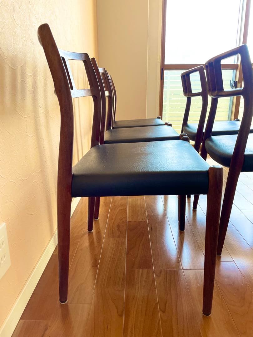 ダイニングチェア4脚デンマークニールス・モラー チーク材 椅子　大塚家具リペア③