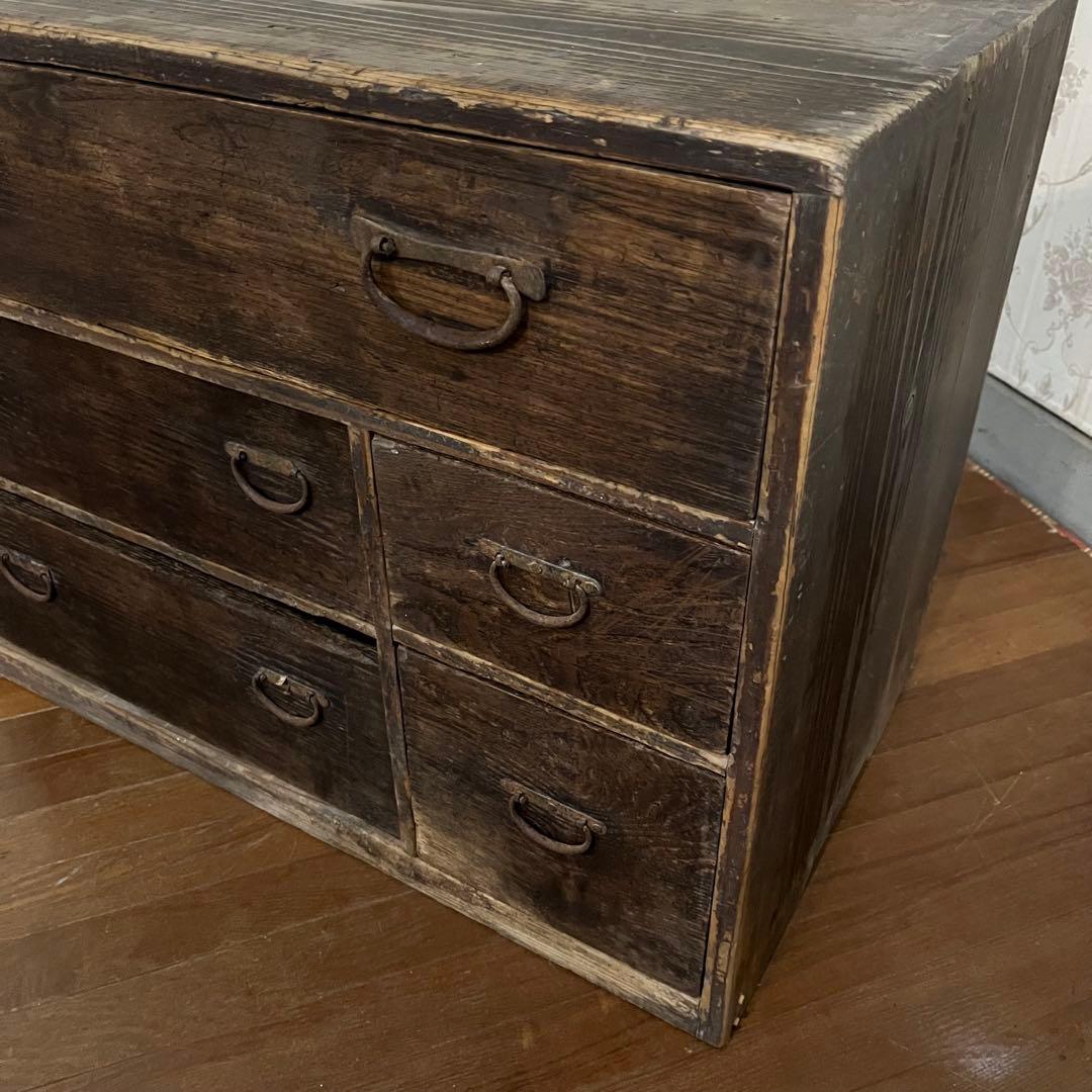【アンティーク】昭和レトロ 木製 小箪笥 小引出し 収納棚 チェスト 古家具