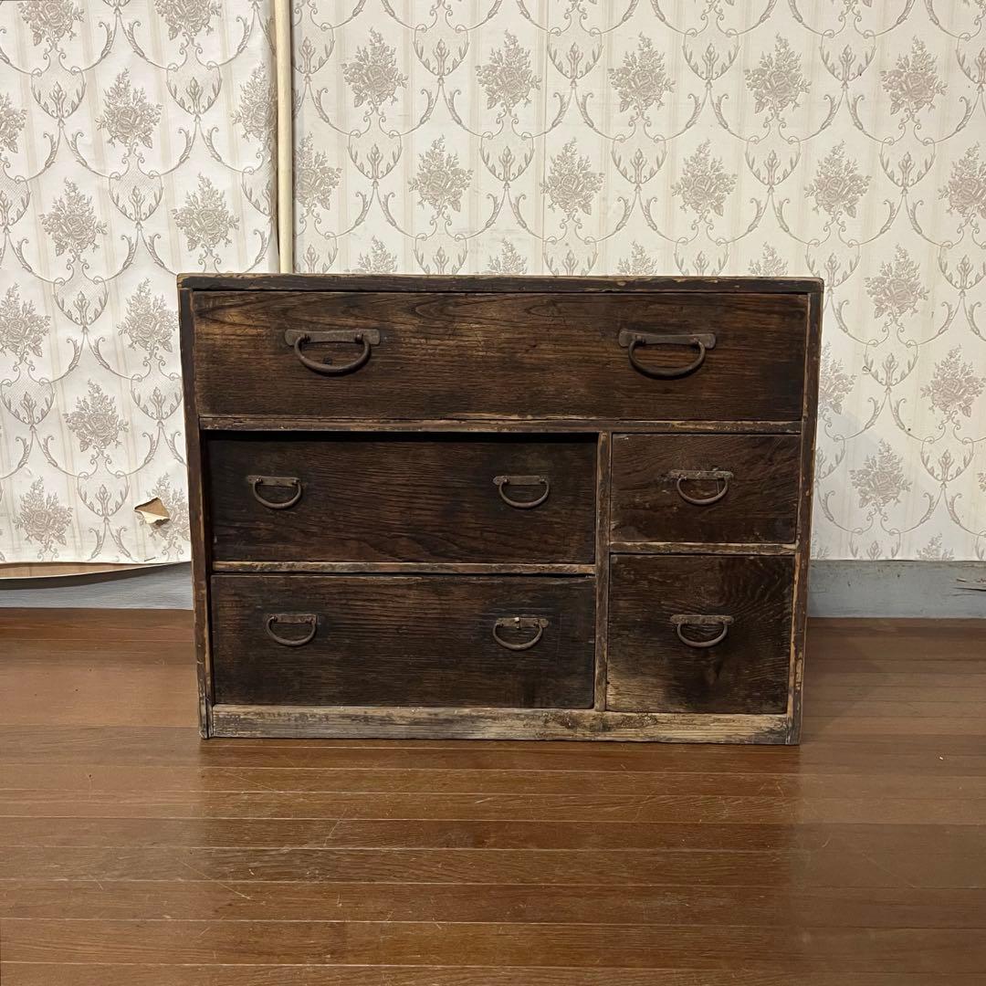 【アンティーク】昭和レトロ 木製 小箪笥 小引出し 収納棚 チェスト 古家具