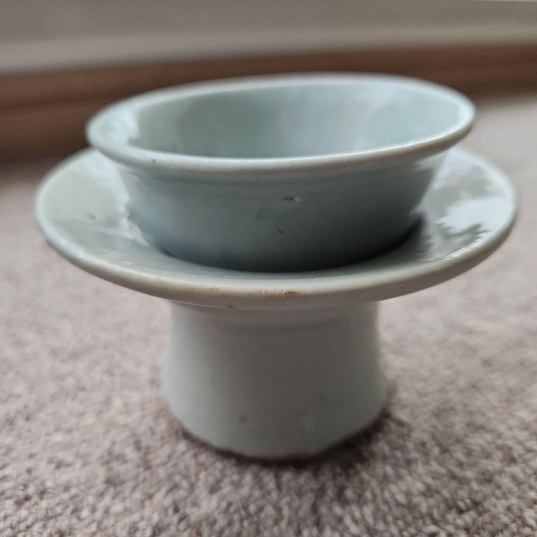 韓国李朝後期白磁椀と台