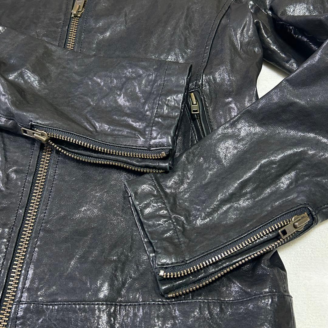 美品B&Yユナイテッドアローズ 羊革 ラムレザー シングルライダースジャケットM