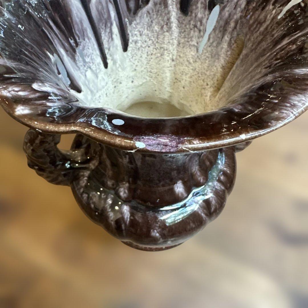 茶色の陶器製花瓶　イギリスアンティーク