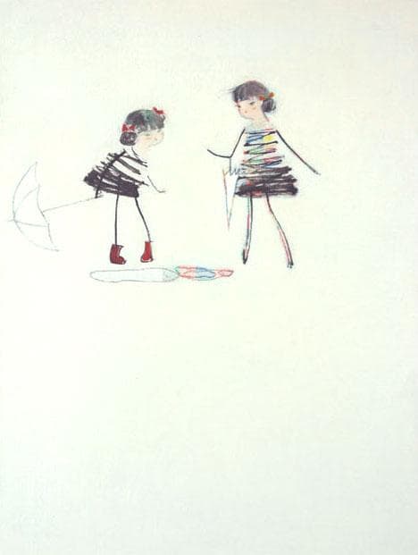 油絵 絵 絵画インテリア 額付(銀) F4-040314 子供たち 雨あがり