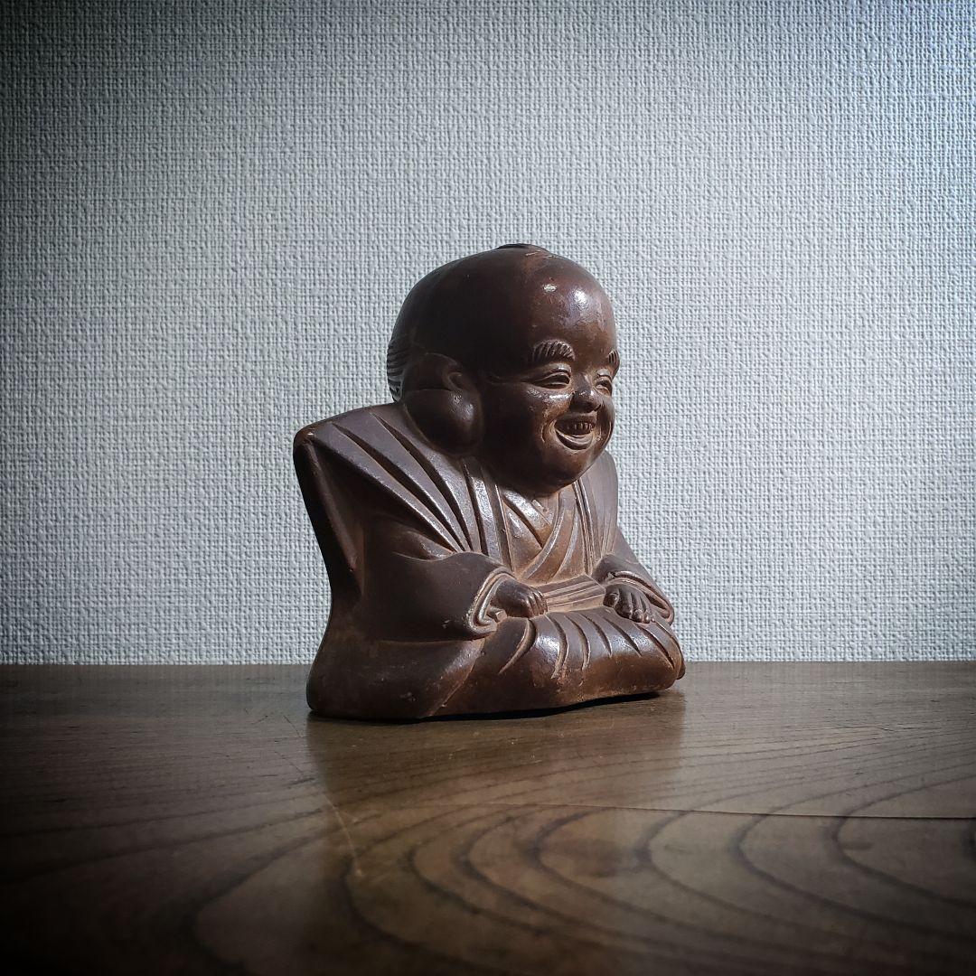 福助　古備前　貯金箱　縁起物　アンティーク　昭和レトロ　骨董品　明治　大正